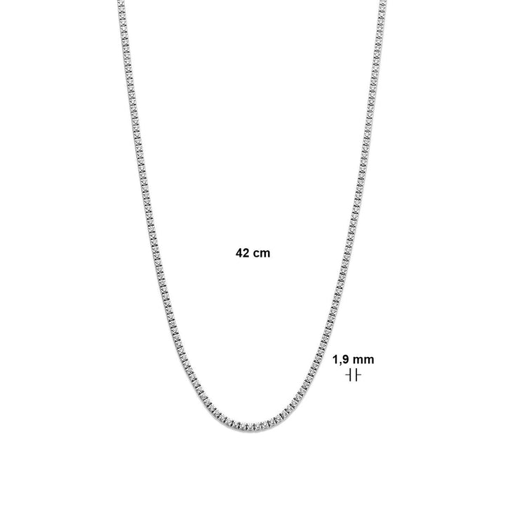 tennis necklace diamond 2.00ct h si 1.9 mm 42 cm 14K white gold