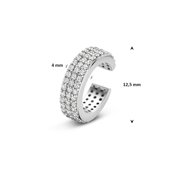 Zilveren ear cuff met zirkonia – gerhodineerd 925