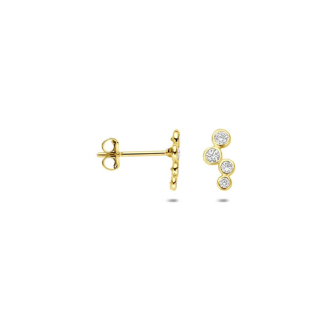 Geelgouden oorknoppen met zirkonia – 14k
