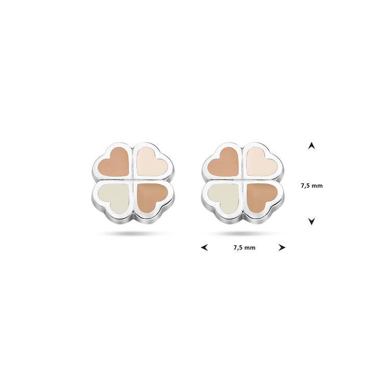 ear studs clover mother of pearl silver rhodium plated