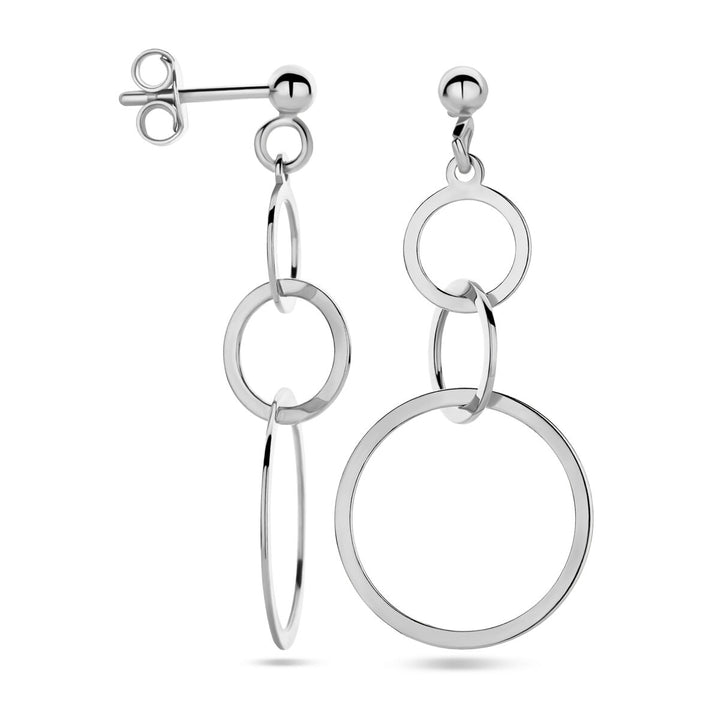 earrings circles silver rhodium plated