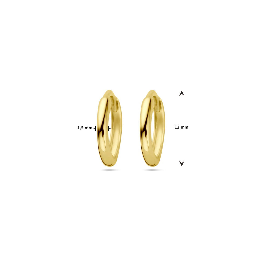 drop earrings 1.5 mm semi-circular tube 14K yellow gold