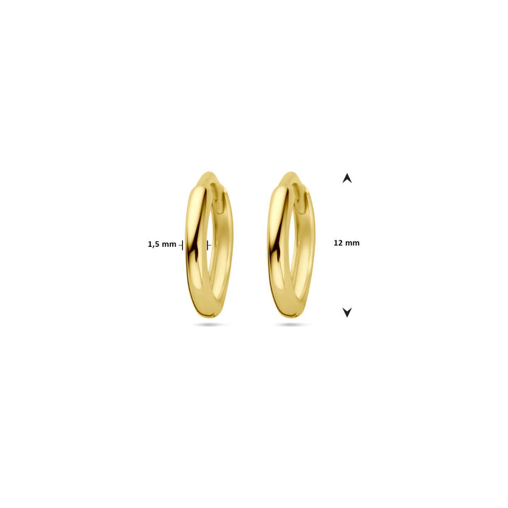 drop earrings 1.5 mm semi-circular tube 14K yellow gold