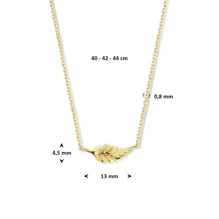 14k geelgouden anker collier met veer