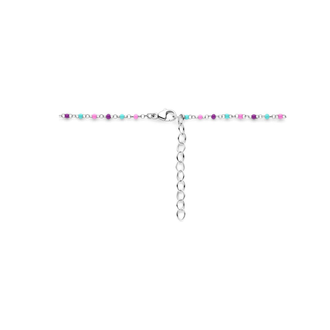 necklace balls of colored enamel 36 + 4 cm silver rhodium plated