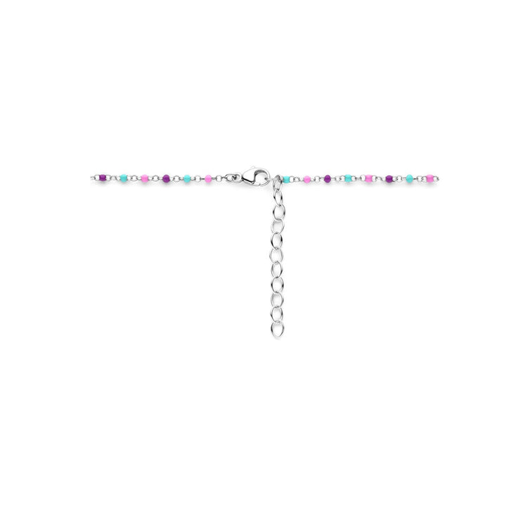 necklace balls of colored enamel 36 + 4 cm silver rhodium plated