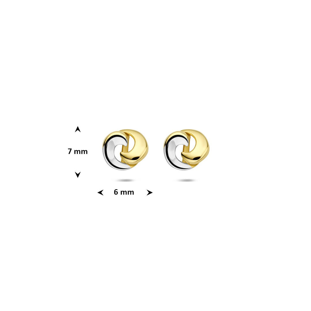 ear studs bicolor stamped 14K yellow gold