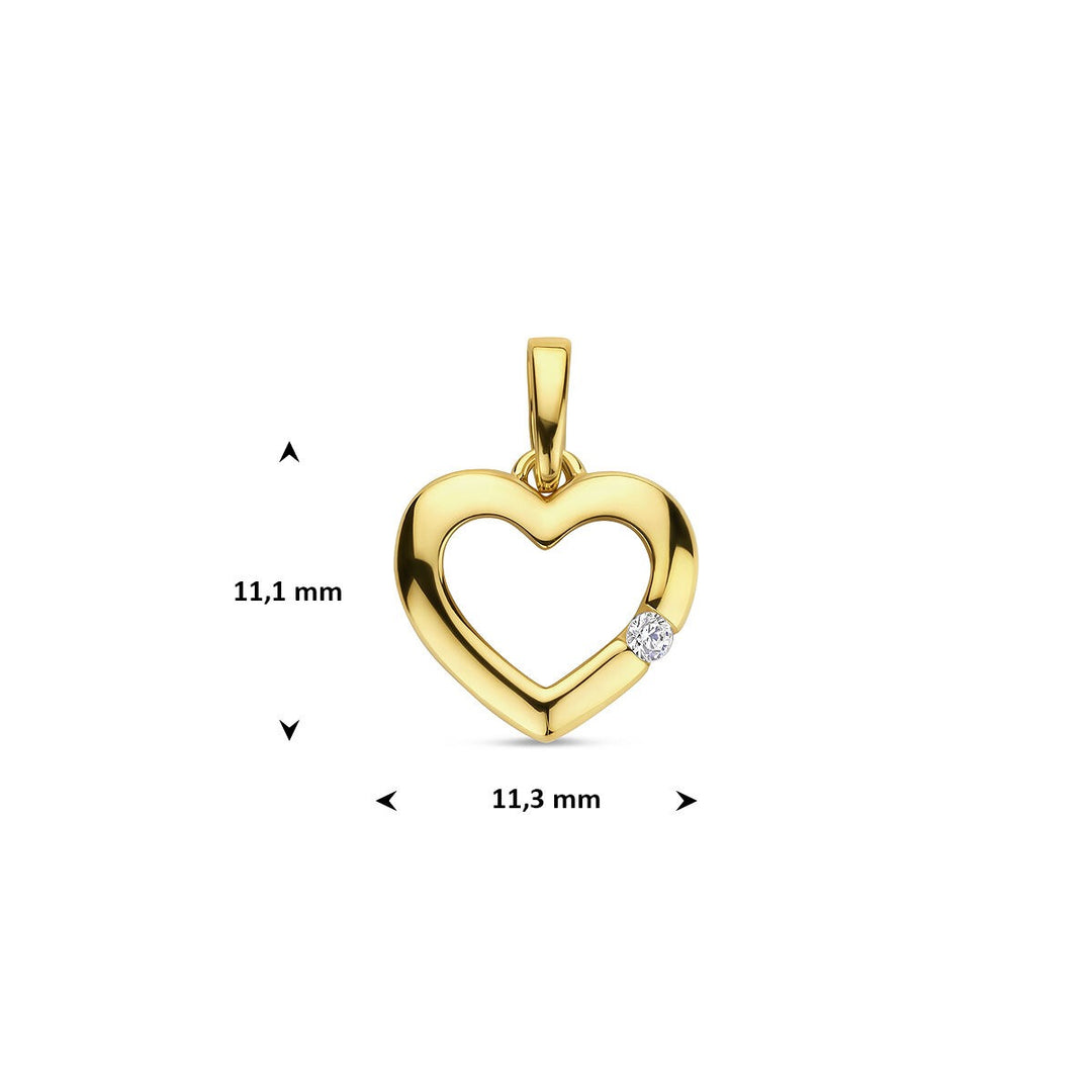 pendant heart zirconia 14K yellow gold