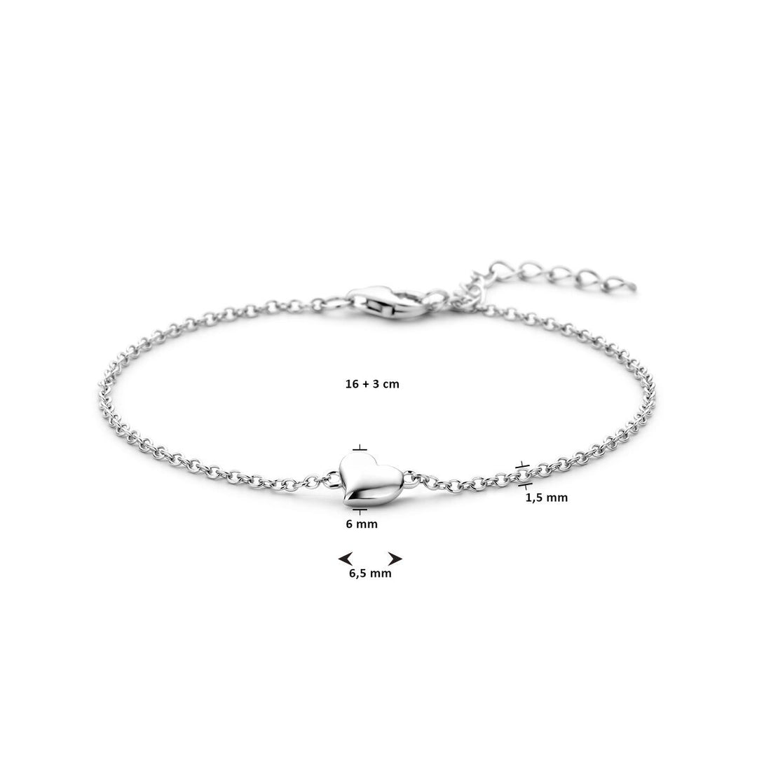 bracelet heart 16 + 3 cm silver rhodium plated