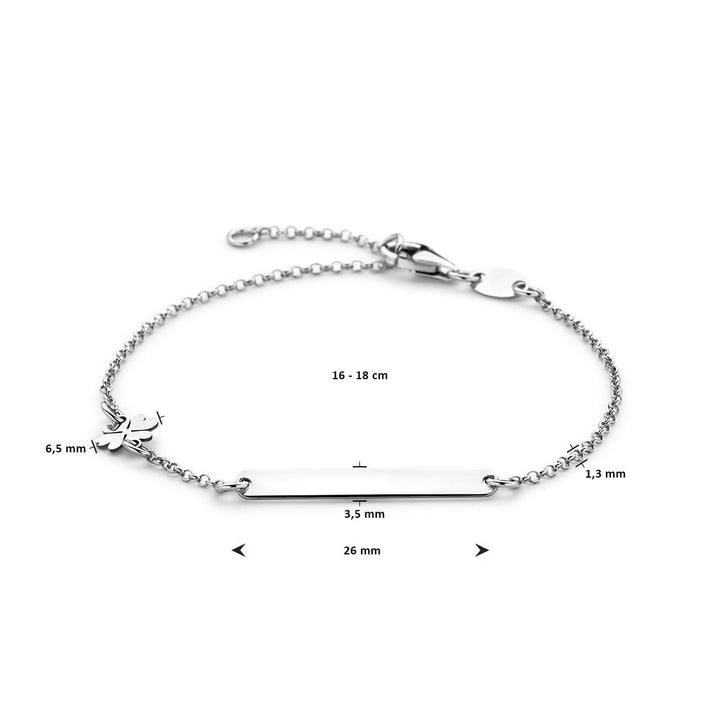 Gerhodineerd zilveren dames graveerarmband met klavertje