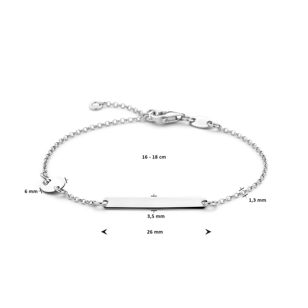 engraving bracelet circle and plate 3.5 mm 16 - 18 cm silver rhodium plated