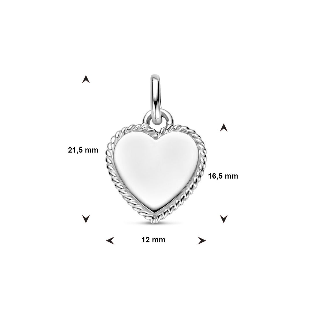 engraving pendant heart silver rhodium plated