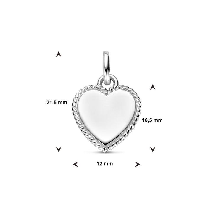 engraving pendant heart silver rhodium plated