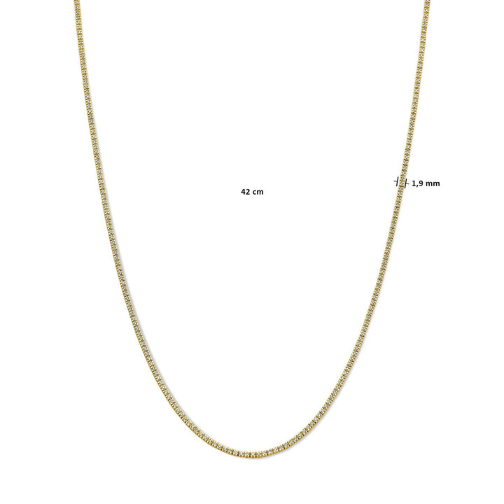 tennis necklace diamond 2.00ct h si 1.9 mm 42 cm 14K yellow gold