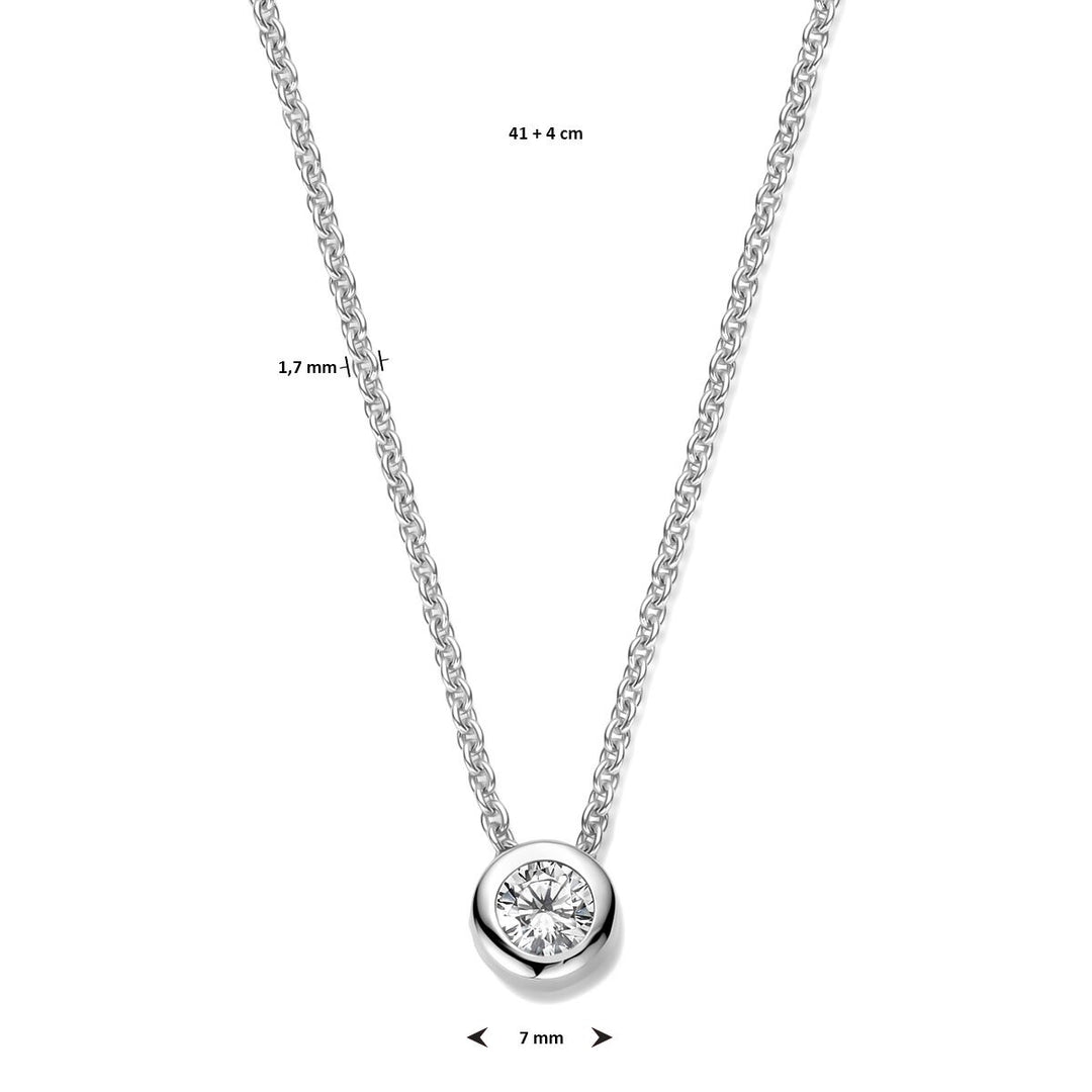 necklace zirconia 41 + 4 cm silver rhodium plated