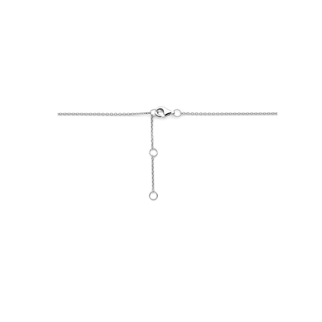 Zilveren dames ketting met druppelvormige zirkonia hanger gerhodineerd 41 - 43 - 45 cm
