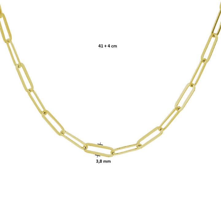 Goudkleurig paperclip collier op zilver