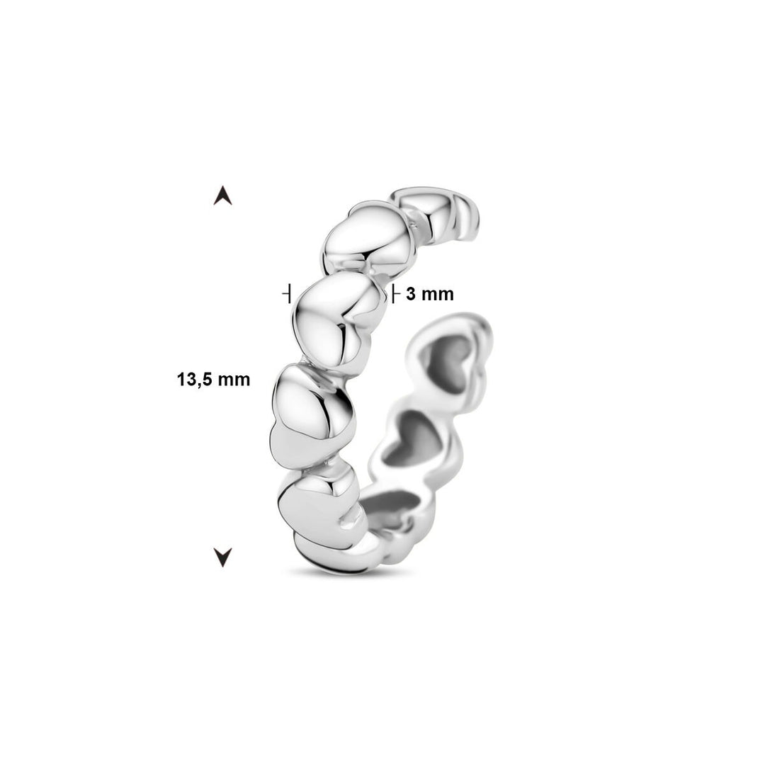 Zilveren earcuff met hartjes – gerhodineerd 925 zilver (per stuk)