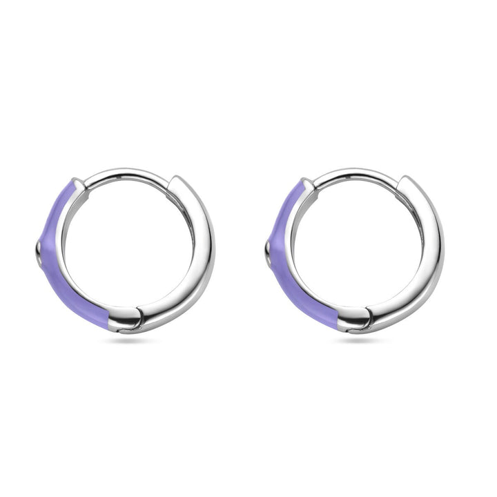 drop earrings zirconia and purple enamel silver rhodium plated