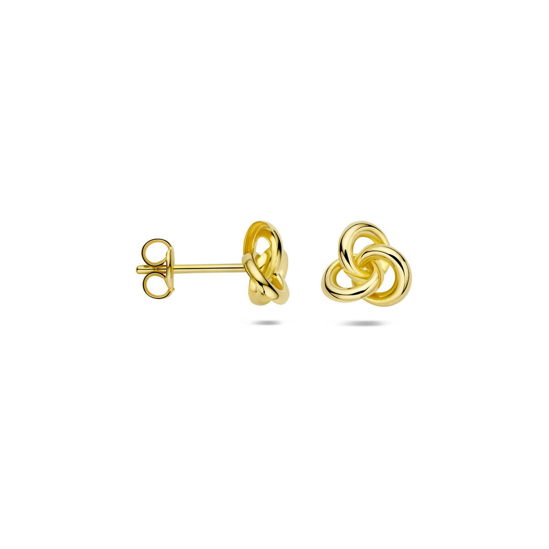 Geelgouden oorknoppen met knoop – 14k