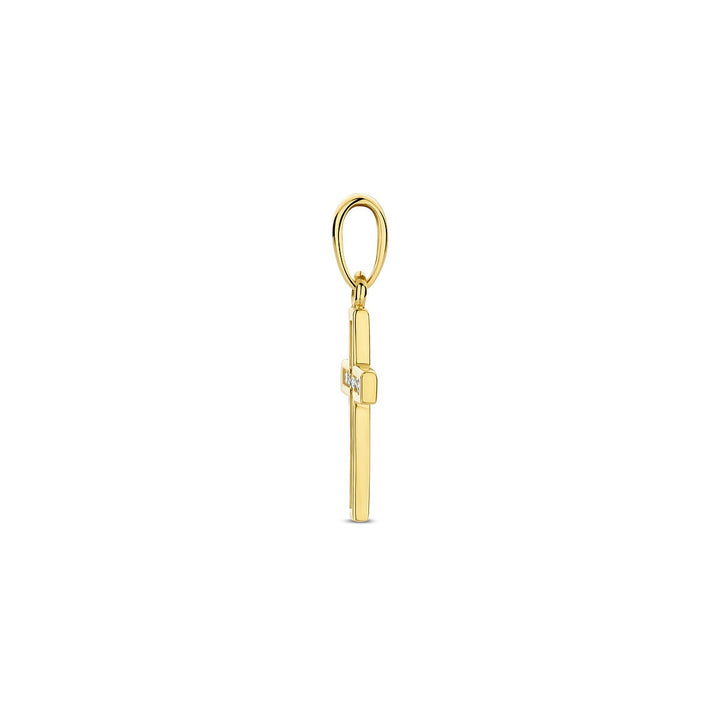 pendant cross and zirconia 14K yellow gold 