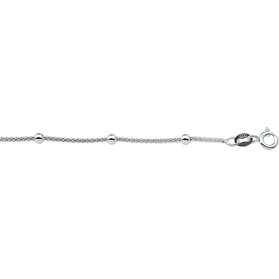 necklace balls 3.0 mm 42 + 3 cm silver white