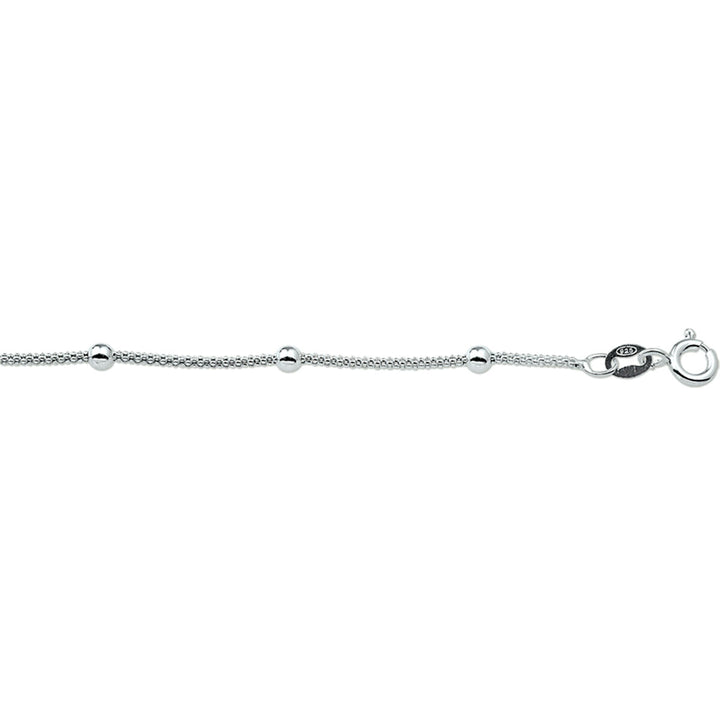 necklace balls 3.0 mm 42 + 3 cm silver white