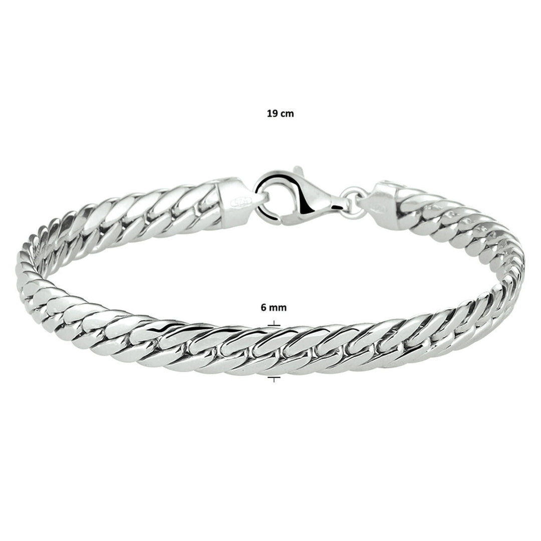 bracelet gourmette 4-sided cut 6.0 mm 19 cm silver rhodium plated