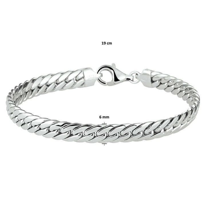 bracelet gourmette 4-sided cut 6.0 mm 19 cm silver rhodium plated