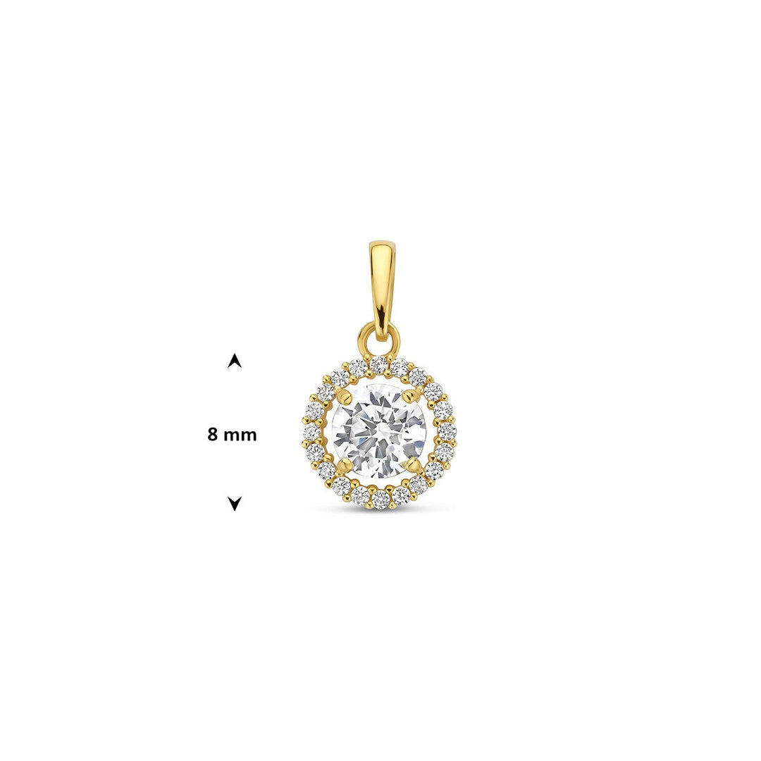pendant zirconia halo 14K yellow gold