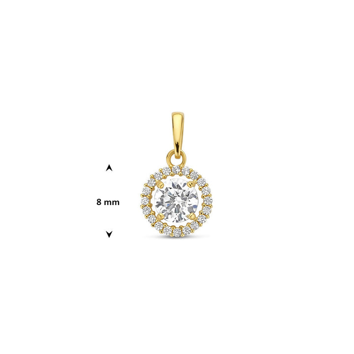 pendant zirconia halo 14K yellow gold