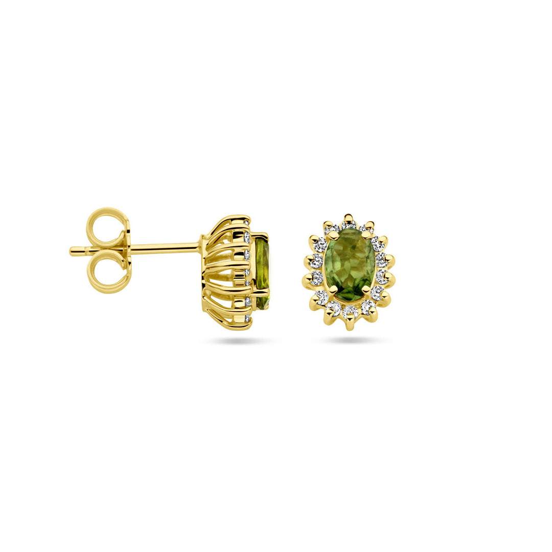 ear studs tourmaline and diamond 0.22ct (2x 0.11ct) h si 14K yellow gold