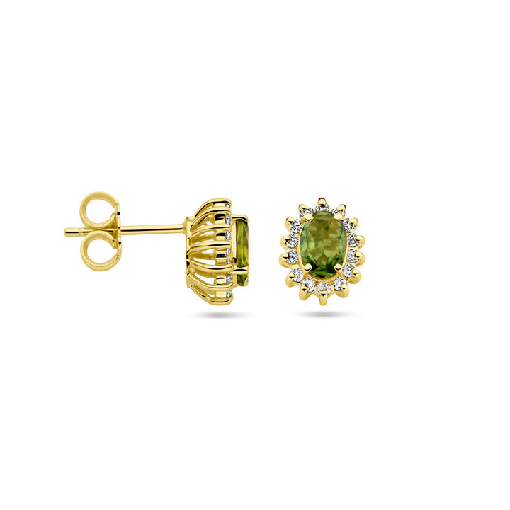 ear studs tourmaline and diamond 0.22ct (2x 0.11ct) h si 14K yellow gold