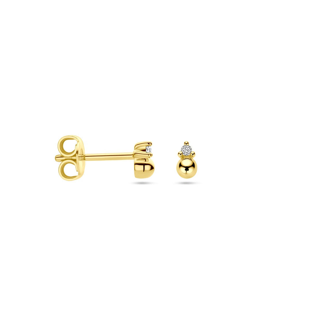 ear studs ball diamond 0.02ct (2x 0.01ct) h p1 14K yellow gold