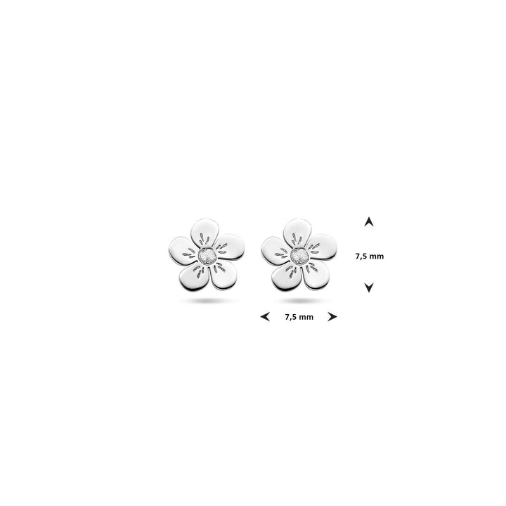 silver rhodium plated flower stud earrings