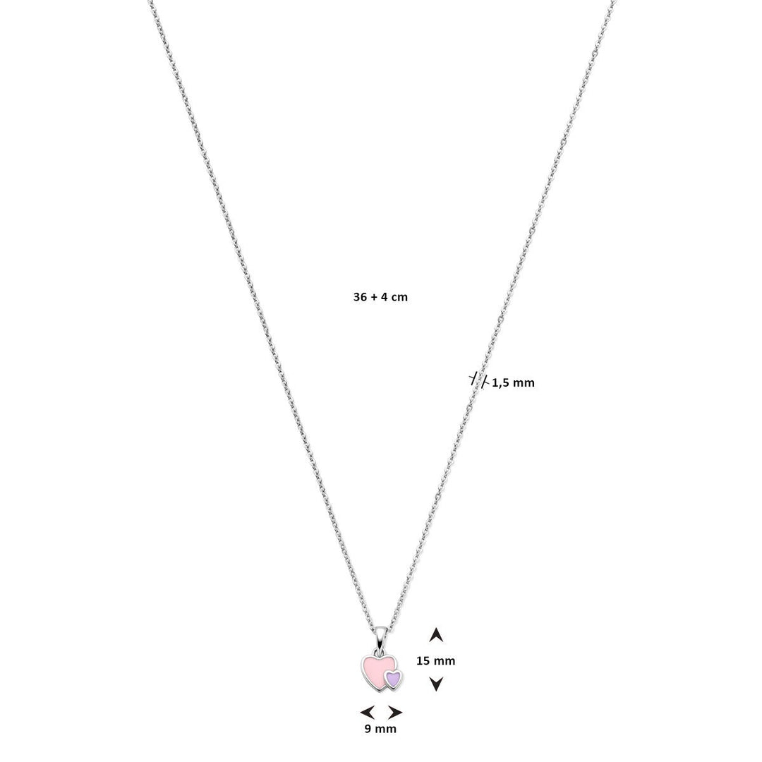 necklace hearts 36 + 4 cm silver rhodium plated