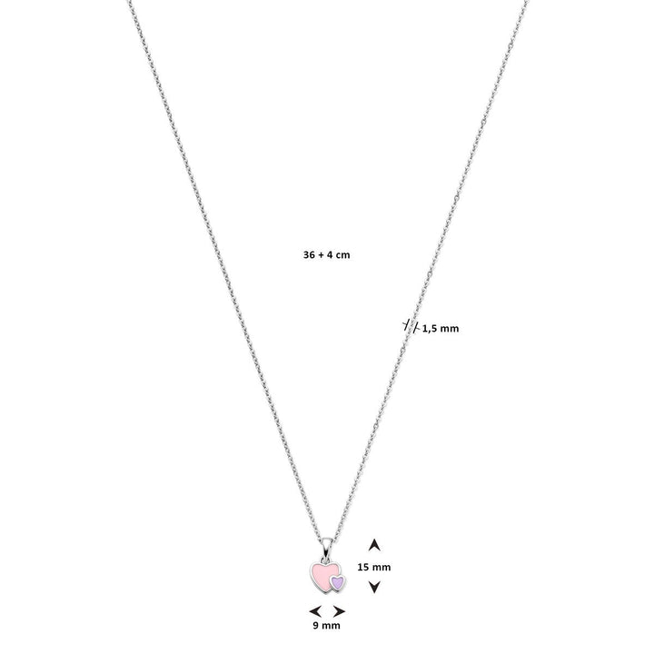 necklace hearts 36 + 4 cm silver rhodium plated