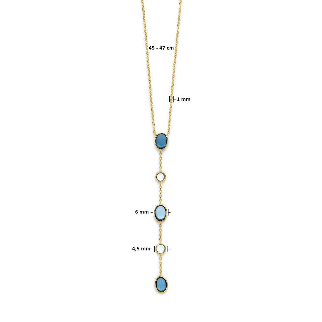 necklace london blue and blue topaz 45 - 47 cm 14K yellow gold