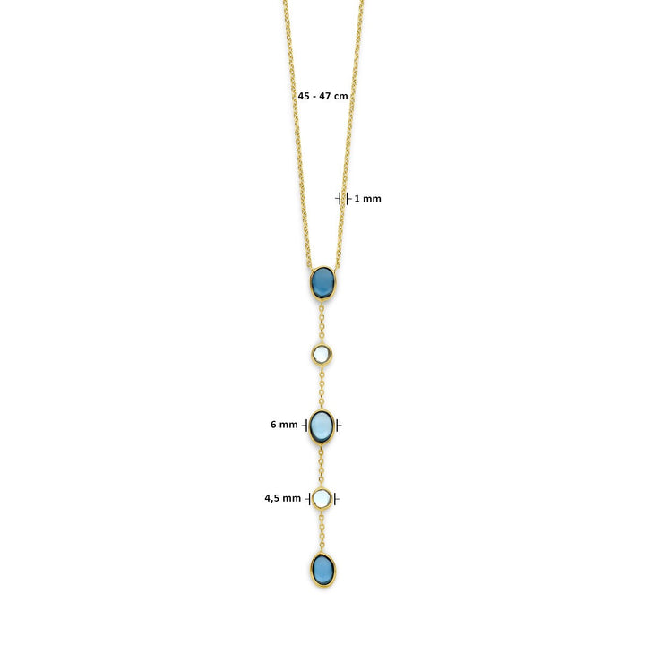 necklace london blue and blue topaz 45 - 47 cm 14K yellow gold