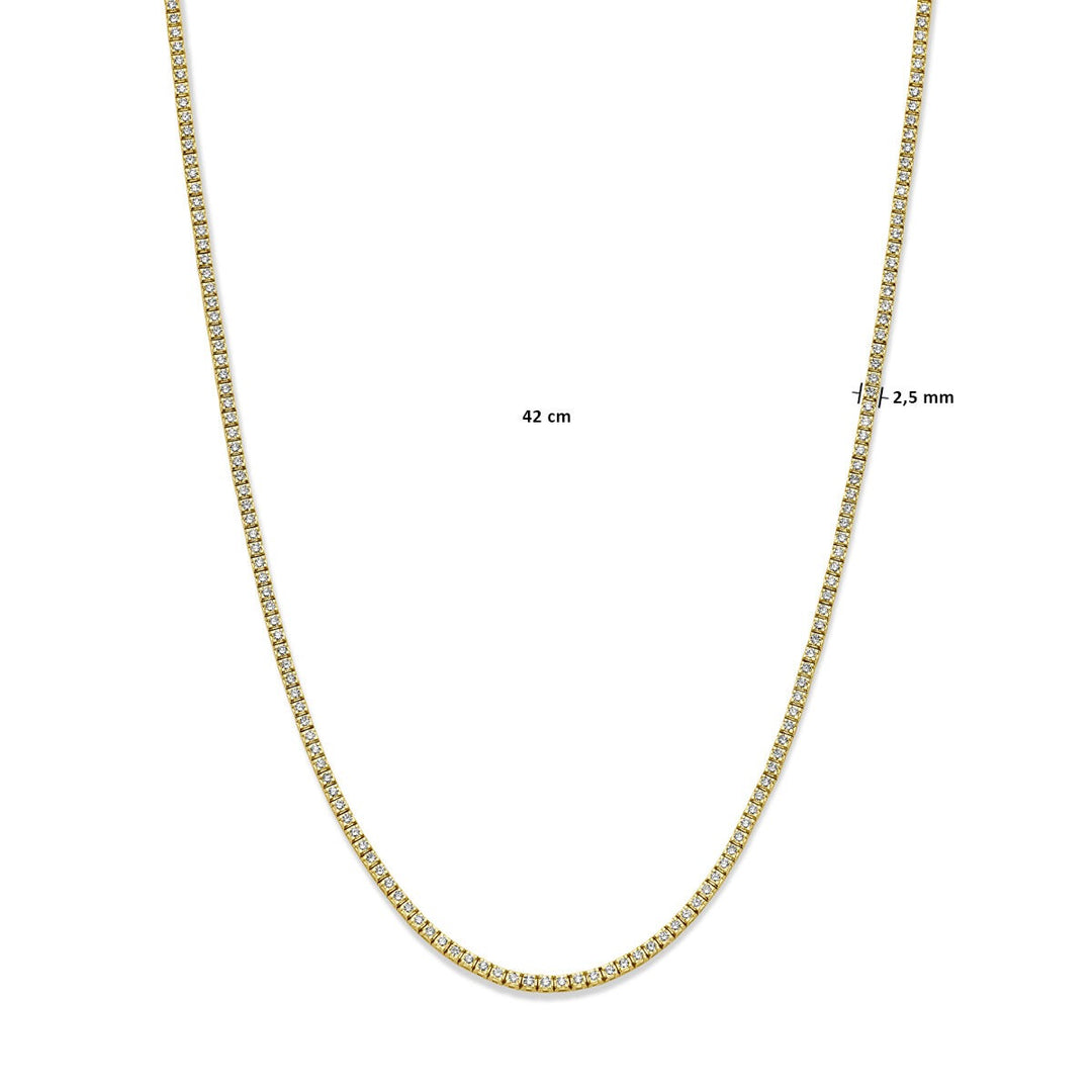 tennis necklace lab grown diamond 5.00ct g si 2.5 mm 42 cm 14K yellow gold