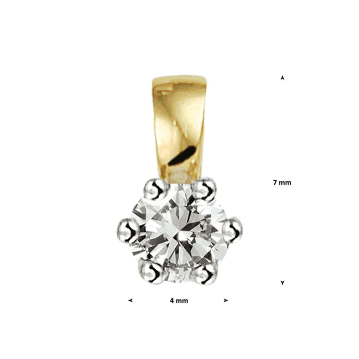 14k bicolor gouden hanger met diamant – geel- en witgoud
