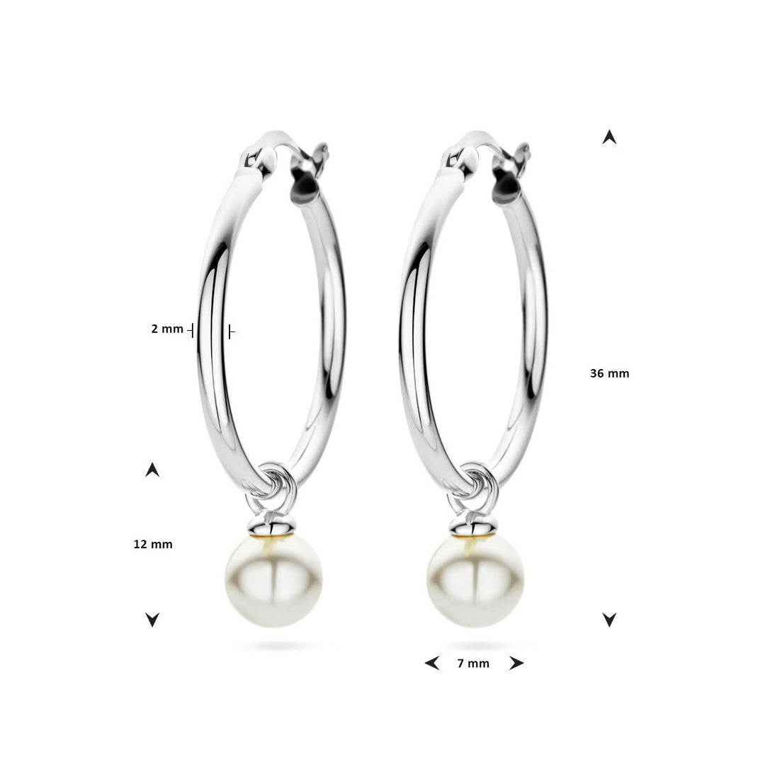 earrings synth. pearl silver rhodium plated