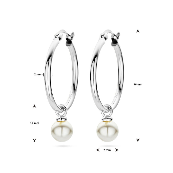 earrings synth. pearl silver rhodium plated