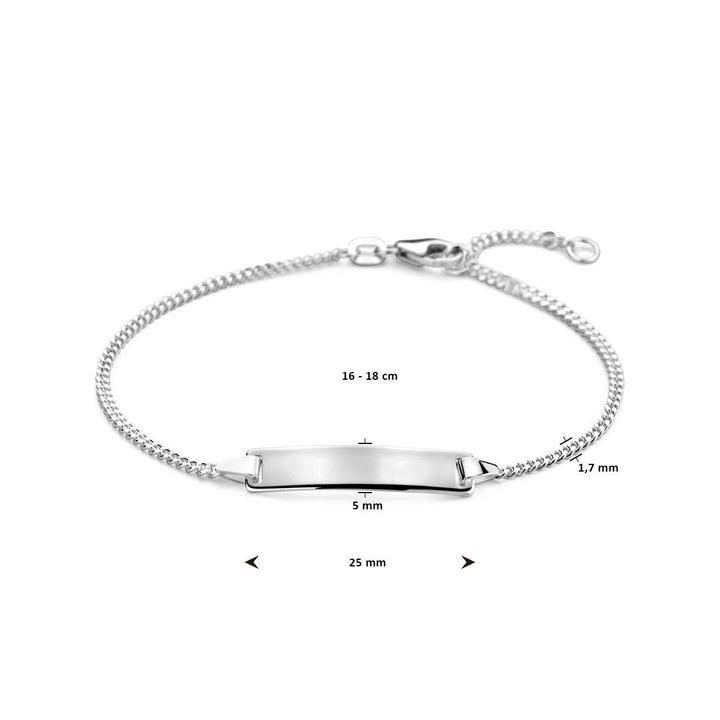 engraving bracelet gourmette plate 5.0 mm 16 - 18 cm silver white