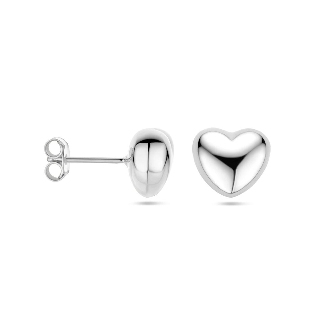 ear studs heart silver rhodium plated