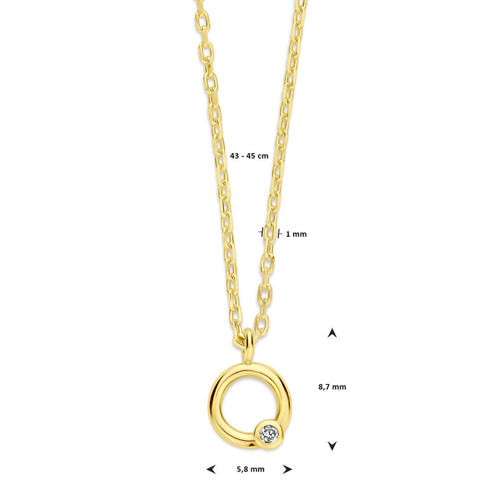 necklace circle and diamond 0.01ct h si 43 - 45 cm 14K yellow gold