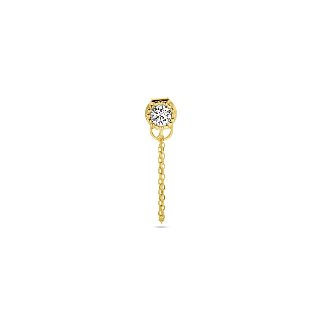 ear stud zirconia per piece 14K yellow gold