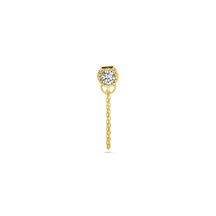 ear stud zirconia per piece 14K yellow gold