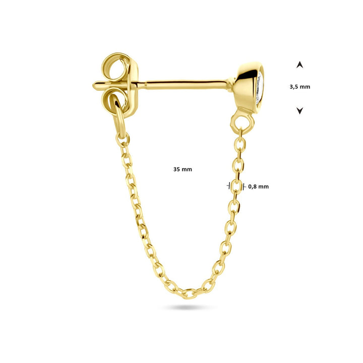 ear stud zirconia per piece 14K yellow gold