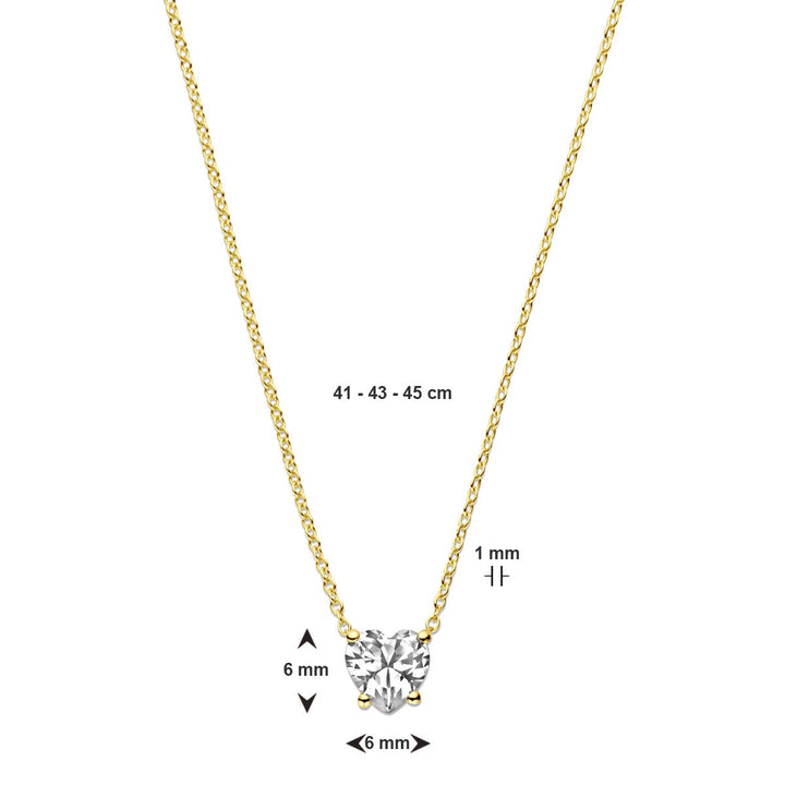 14k Geelgouden collier met hartvormige zirkonia